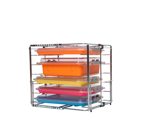 Multi-Mod 6-Place Rack, Can hold 6 trays or 3 tubs with covers, Adjustable