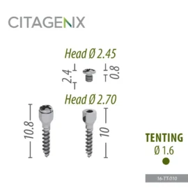Citagenix Screws and Tacks, Titanium Tenting Screw 1.6 X 10mm (16-TT-010)